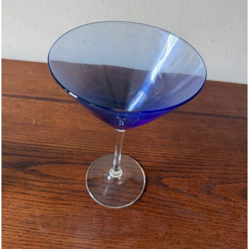 Set of 4 Libbey Vina Blue Martini Glasses 7 3/8